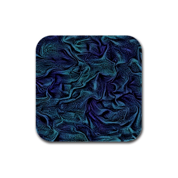 Abstract Blue Wave Texture Patten Rubber Square Coaster (4 pack)