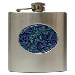 Abstract Blue Wave Texture Patten Hip Flask (6 Oz) by Pakjumat