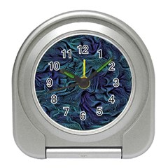 Abstract Blue Wave Texture Patten Travel Alarm Clock by Pakjumat