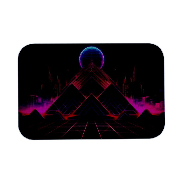 Synthwave City Retrowave Wave Open Lid Metal Box (Silver)  