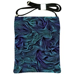 Abstract Blue Wave Texture Patten Shoulder Sling Bag by Pakjumat