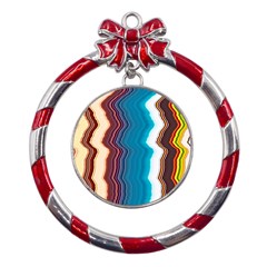 Line Vertical Lines Color Lines Metal Red Ribbon Round Ornament