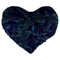 Abstract Blue Wave Texture Patten Large 19  Premium Heart Shape Cushions by Pakjumat