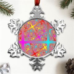 Geometric Abstract Colorful Metal Small Snowflake Ornament by Pakjumat