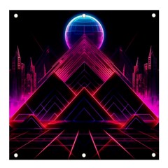 Synthwave City Retrowave Wave Banner and Sign 4  x 4 