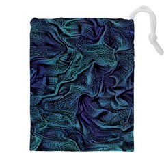 Abstract Blue Wave Texture Patten Drawstring Pouch (5xl) by Pakjumat