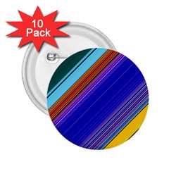 Color Lines Slanting Green Blue 2 25  Buttons (10 Pack)  by Pakjumat