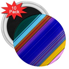 Color Lines Slanting Green Blue 3  Magnets (10 Pack)  by Pakjumat