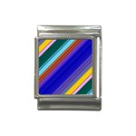 Color Lines Slanting Green Blue Italian Charm (13mm) Front