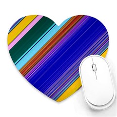 Color Lines Slanting Green Blue Heart Mousepad by Pakjumat