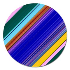 Color Lines Slanting Green Blue Magnet 5  (round) by Pakjumat