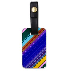 Color Lines Slanting Green Blue Luggage Tag (one Side) by Pakjumat