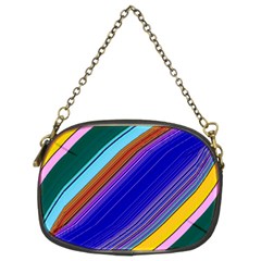 Color Lines Slanting Green Blue Chain Purse (two Sides) by Pakjumat