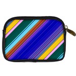 Color Lines Slanting Green Blue Digital Camera Leather Case Back