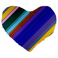 Color Lines Slanting Green Blue Large 19  Premium Heart Shape Cushions by Pakjumat