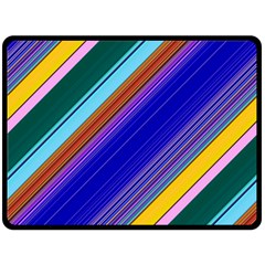 Color Lines Slanting Green Blue Two Sides Fleece Blanket (large) by Pakjumat