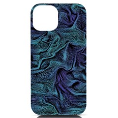 Abstract Blue Wave Texture Patten Iphone 14 Black Uv Print Case by Pakjumat