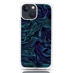 Abstract Blue Wave Texture Patten Iphone 13 Mini Tpu Uv Print Case by Pakjumat