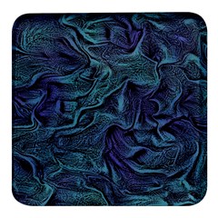 Abstract Blue Wave Texture Patten Square Glass Fridge Magnet (4 Pack) by Pakjumat