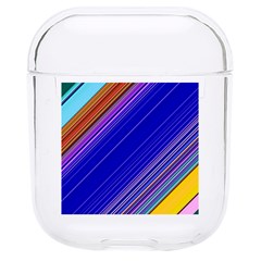 Color Lines Slanting Green Blue Hard Pc Airpods 1/2 Case by Pakjumat