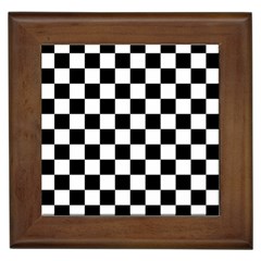 Black White Checker Pattern Checkerboard Framed Tile by Pakjumat