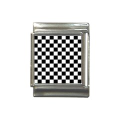 Black White Checker Pattern Checkerboard Italian Charm (13mm) by Pakjumat