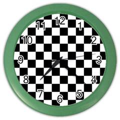 Black White Checker Pattern Checkerboard Color Wall Clock by Pakjumat