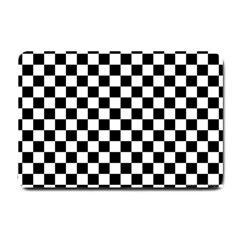 Black White Checker Pattern Checkerboard Small Doormat by Pakjumat