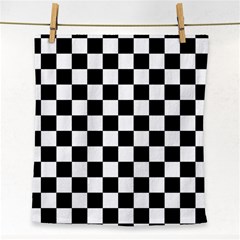 Black White Checker Pattern Checkerboard Face Towel by Pakjumat