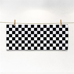 Black White Checker Pattern Checkerboard Hand Towel by Pakjumat