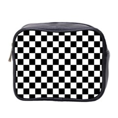 Black White Checker Pattern Checkerboard Mini Toiletries Bag (two Sides) by Pakjumat