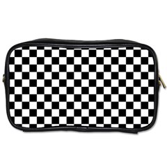 Black White Checker Pattern Checkerboard Toiletries Bag (two Sides) by Pakjumat