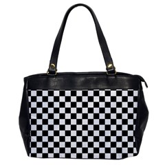 Black White Checker Pattern Checkerboard Oversize Office Handbag by Pakjumat