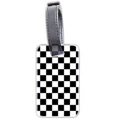 Black White Checker Pattern Checkerboard Luggage Tag (two Sides) by Pakjumat