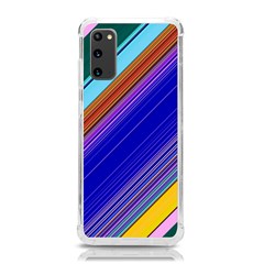 Color Lines Slanting Green Blue Samsung Galaxy S20 6 2 Inch Tpu Uv Case by Pakjumat