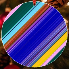 Color Lines Slanting Green Blue Uv Print Acrylic Ornament Round