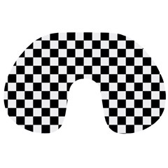 Black White Checker Pattern Checkerboard Travel Neck Pillow by Pakjumat