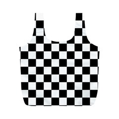 Black White Checker Pattern Checkerboard Full Print Recycle Bag (m) by Pakjumat