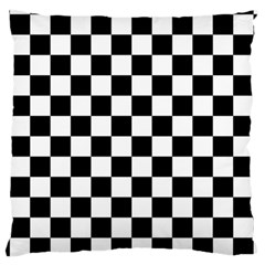 Black White Checker Pattern Checkerboard Large Premium Plush Fleece Cushion Case (one Side) by Pakjumat