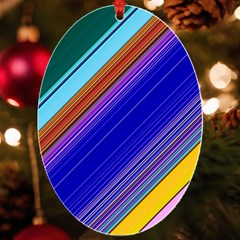 Color Lines Slanting Green Blue Uv Print Acrylic Ornament Oval by Pakjumat