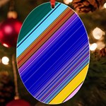 Color Lines Slanting Green Blue UV Print Acrylic Ornament Oval Front