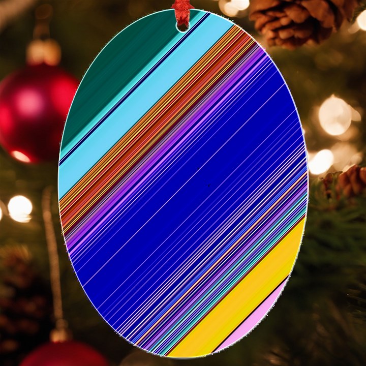 Color Lines Slanting Green Blue UV Print Acrylic Ornament Oval