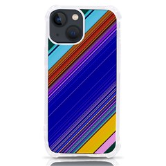 Color Lines Slanting Green Blue Iphone 13 Mini Tpu Uv Print Case by Pakjumat