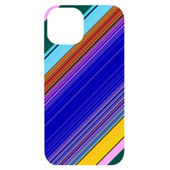 Color Lines Slanting Green Blue Iphone 14 Black Uv Print Case by Pakjumat