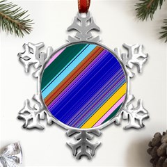 Color Lines Slanting Green Blue Metal Small Snowflake Ornament by Pakjumat