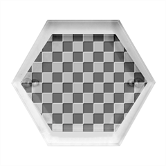 Black White Checker Pattern Checkerboard Hexagon Wood Jewelry Box by Pakjumat