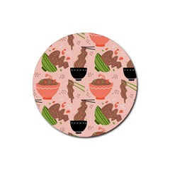 Japanese Street Food Soba Noodle In Bowl Rubber Coaster (round) by Pakjumat