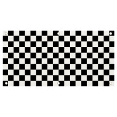 Black White Checker Pattern Checkerboard Banner And Sign 4  X 2  by Pakjumat