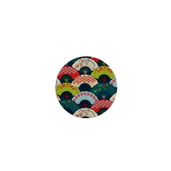 Japanese Fans Bright Pattern 1  Mini Buttons by Pakjumat