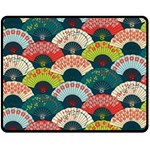 Japanese Fans Bright Pattern Two Sides Fleece Blanket (Medium) 58.8 x47.4  Blanket Front